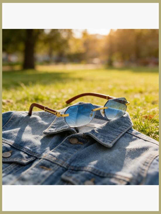 Rimless Rectangle Sunglasses Retro Small Frame Square UV400 Protection Unisex main image 4